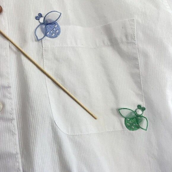 Las Olas Vintage Womens Rainbow Ladybug Button up Blouse Long Sleeve Size Large - Picture 4 of 11